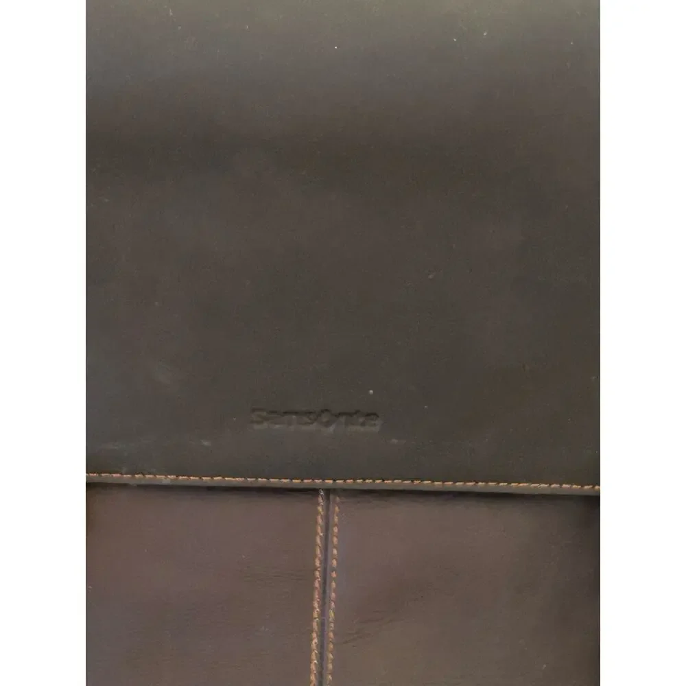 Samsonite Brown Leather Double Gusset Laptop Briefcase Messenger Bag 15.6”